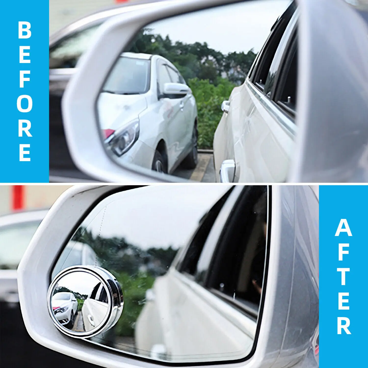 2Pcs Car Suction Cup Mount Auxiliary Rearview Mirror 360 Degree Rotating Wide-angle Round Frame Blind Spot Mirror
