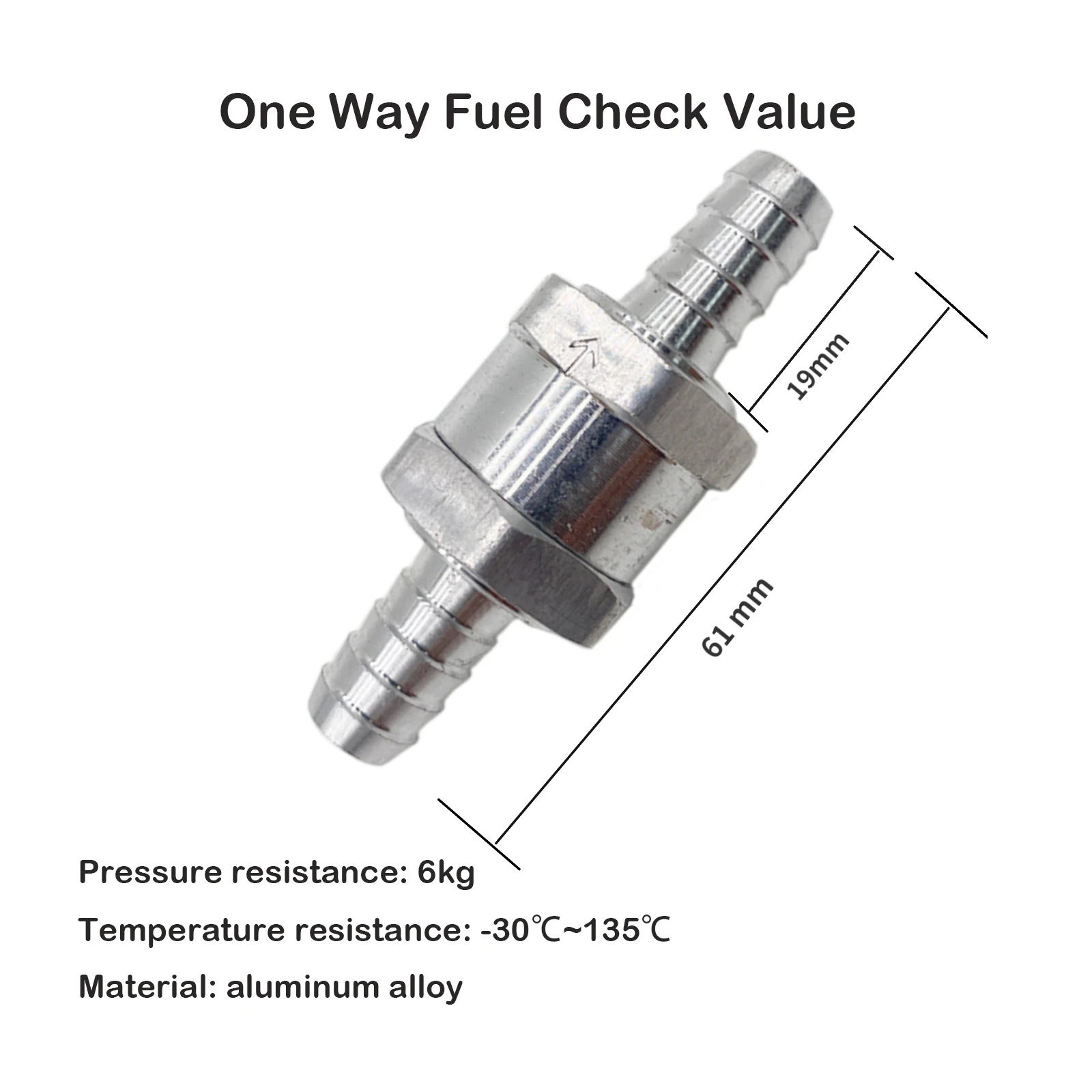 Válvula de retenção de combustível de liga de alumínio, 6mm, 8mm, 10mm, 12mm, gasolina, Diesel, Water Fuel Line, One Way for Peugeot Renault, Novo