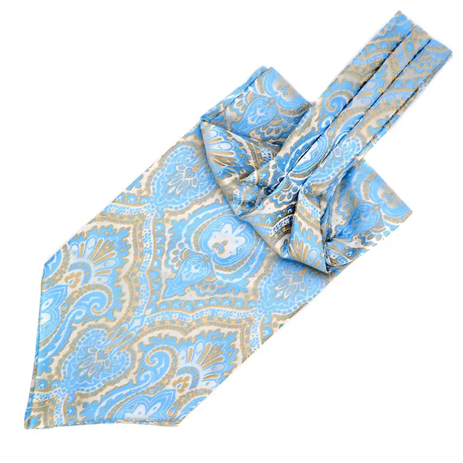 

Fashion 100% Silk Men's Cravat Ascot Tie Blue Coffee Paisley Jacquard Gentleman Self Tied Neckties Scarf Wedding Party LJ01-17