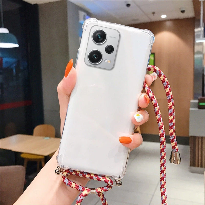 Clear Shockproof Crossbody Lanyard Case - Transparent Soft TPU Silicone Cover