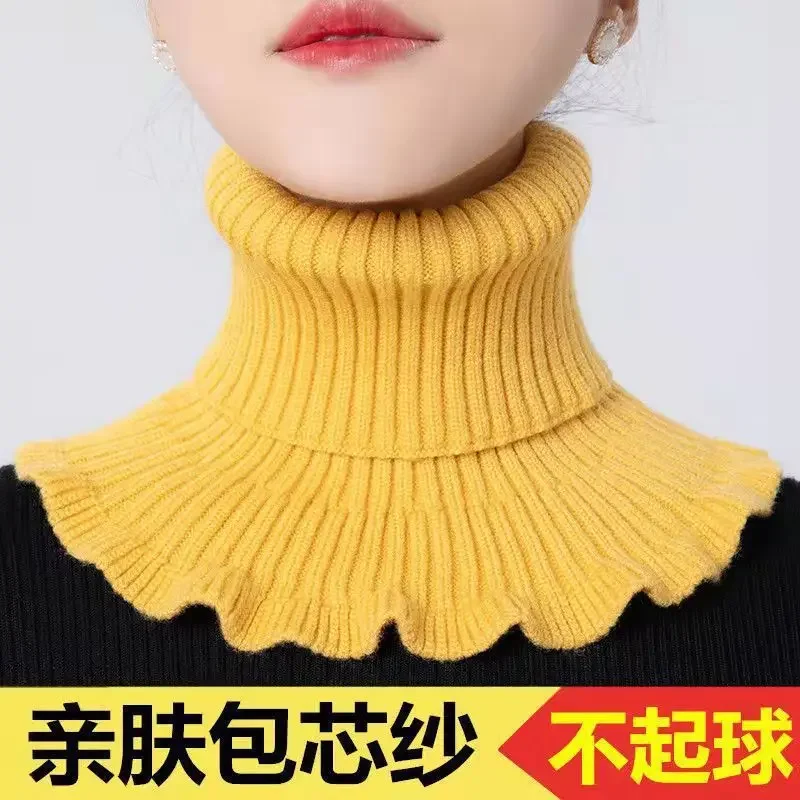 

Autumn And Winter New Models Warm Knit False Neck Scarf Women's Turtleneck Detachable Winter Windproof Wrap Women Luxury Hijab