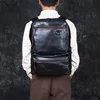 Men's Leather Double Shoulder Baothead Layer Cowhide Backpack Large Capacity Travel Bag Leisure School Bag Simple Computer Bag 4