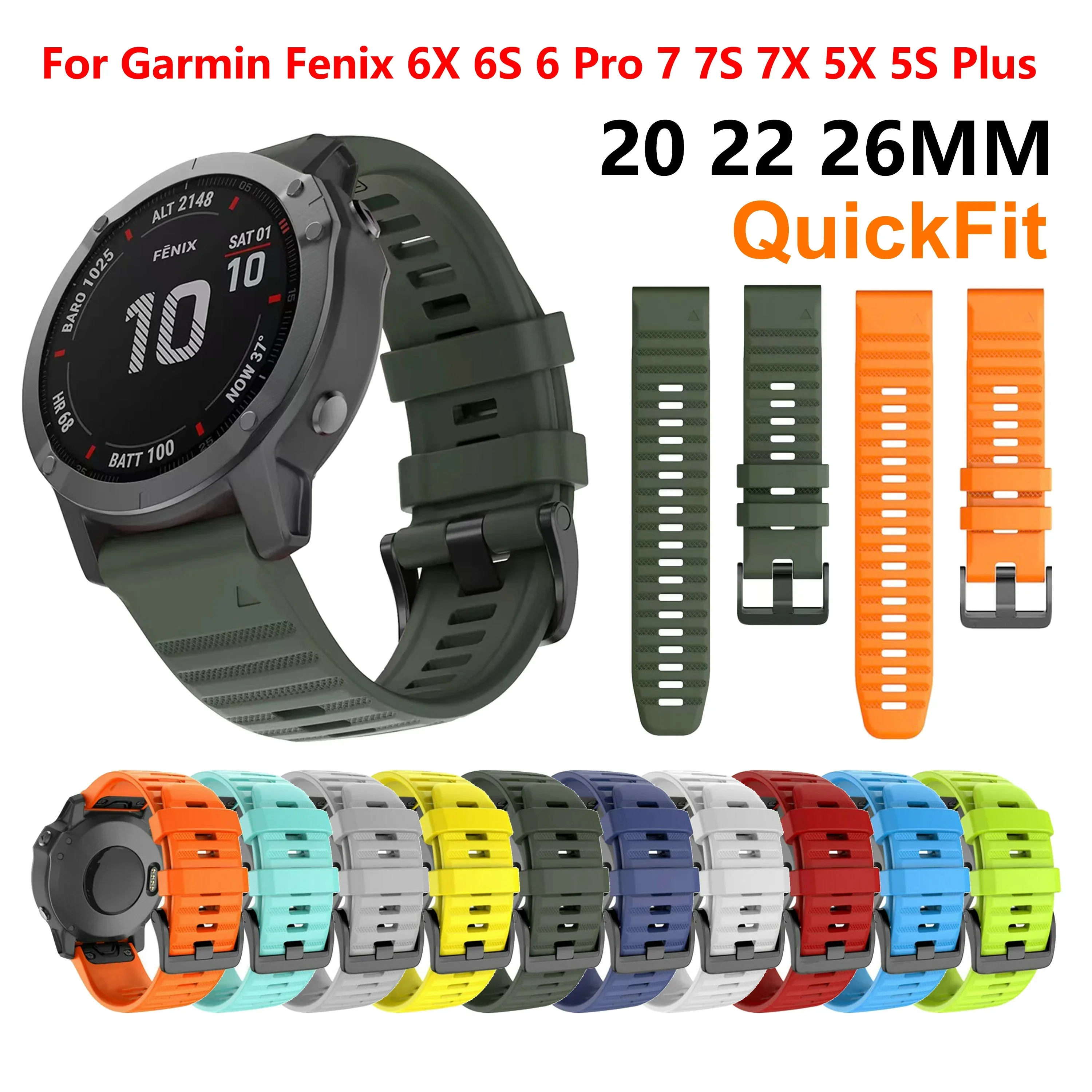 Enhanced Silicone QuickFit Strap, 22-26MM - Premium Watch Band Replacement