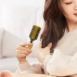 1pcs Wooden Hair Brush With Boar Bristle Mix Nylon Styling Tools Professional Round Hair Brush