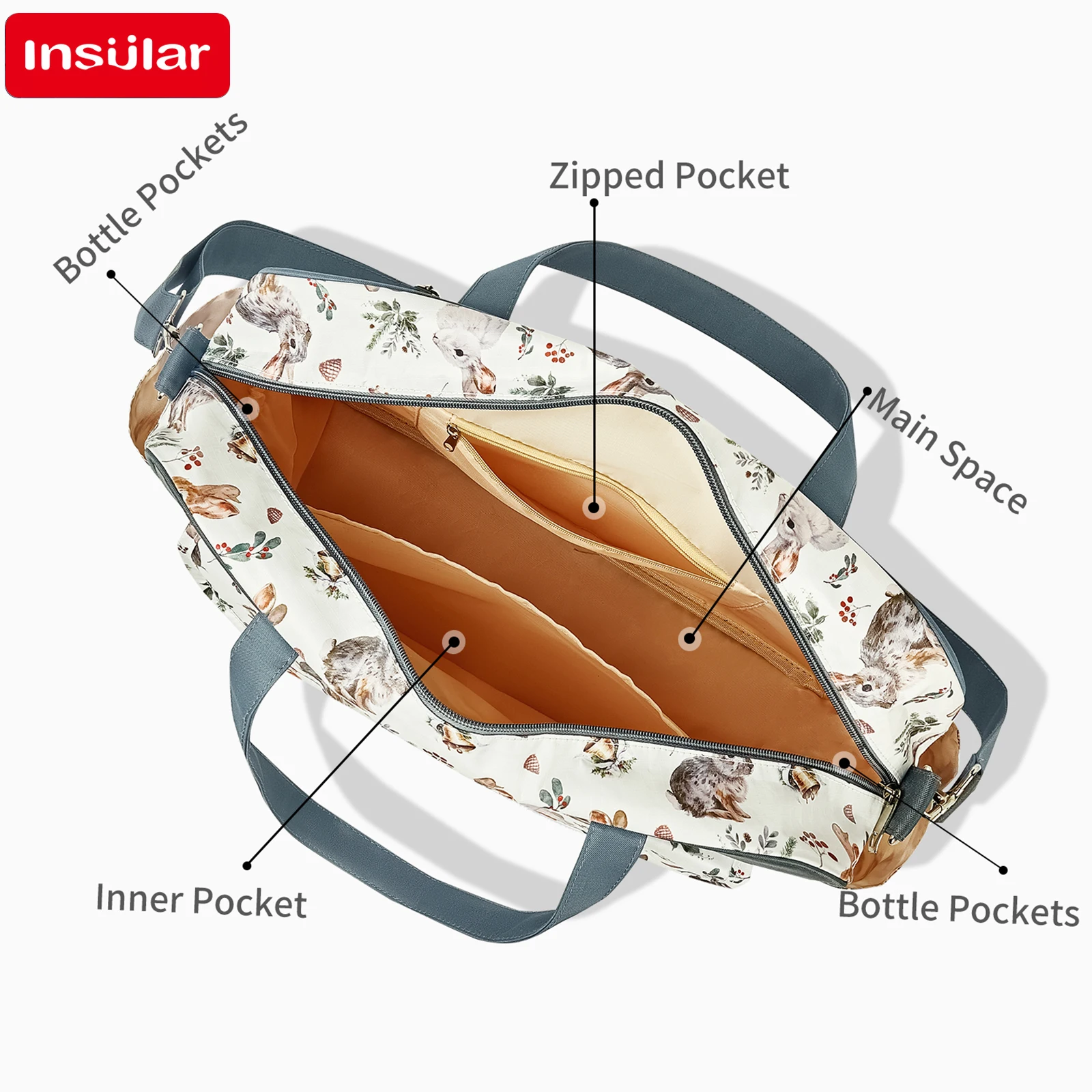 INSULAR Mommy Bags Lady's Single Shoulder Crossbody Baby Diaper Packages Maternity Travelling Packs Multi-functional Waterproof 3