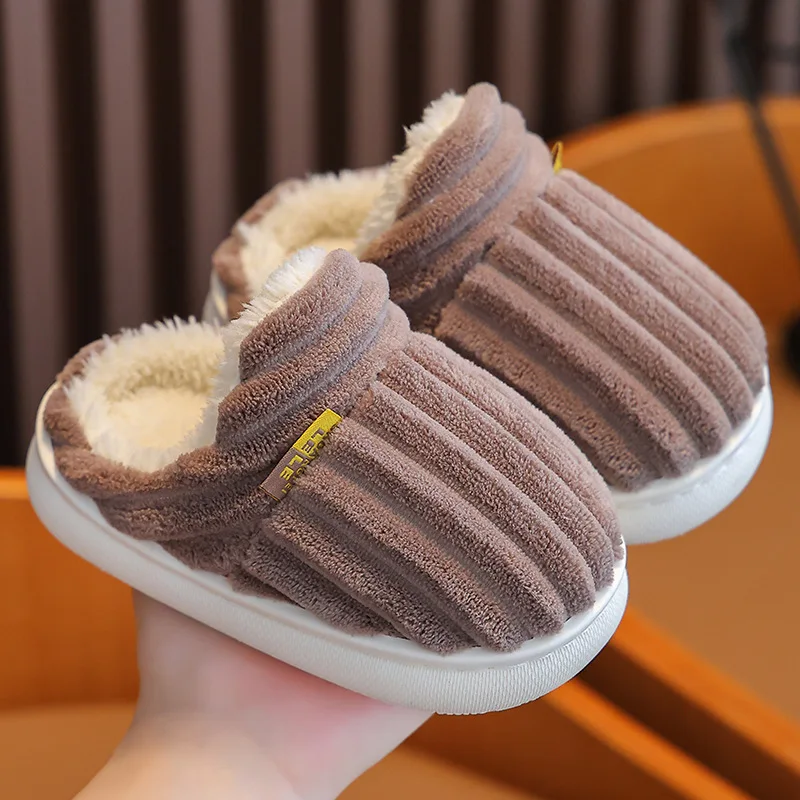 Kids Slippers Children's winter snow boots boys and girls warm cotton shoes heel wrap snow Indoor