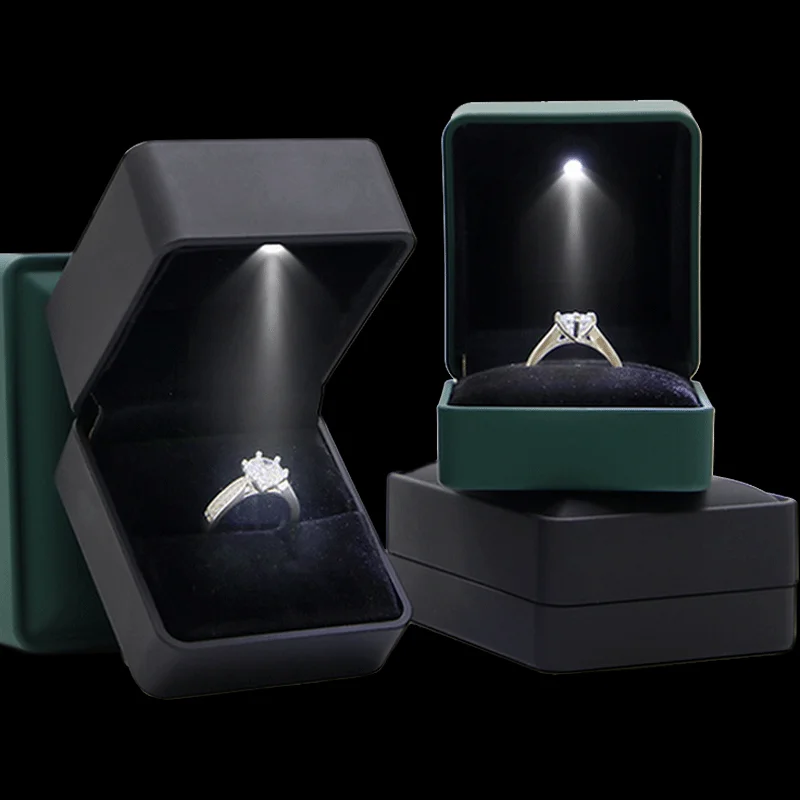 LED Jewelry Box for Ring Necklace Engagement Ring Display Gift Case