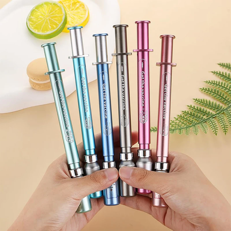 12Pcs 학생 아름다운 중립 펜 백신 바늘 라이트 펜 크리 에이 티브 편지지 부드러운 서명 펜