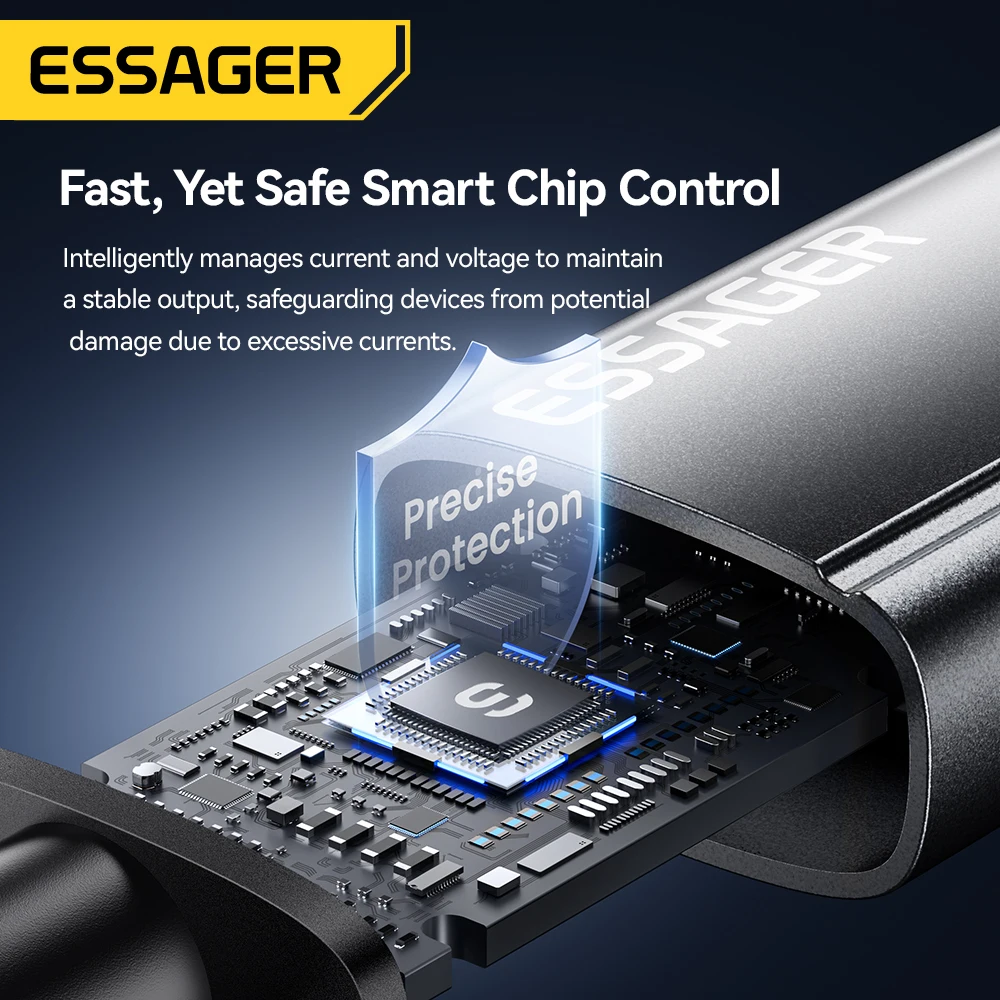 ESSAGER 2-in-1 100W Fast Charging Cable Type-C/Micro/Lightning 7A Multi-Function Data Cable for iPhone 16 15 Pro Samsung Laptop