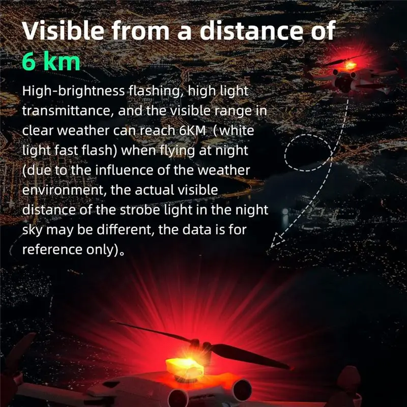 Lampe stroboscopique pour drone ultra-lumineuse 3W rechargeable USB branchée sur un câble USB, prête à être rechargée.