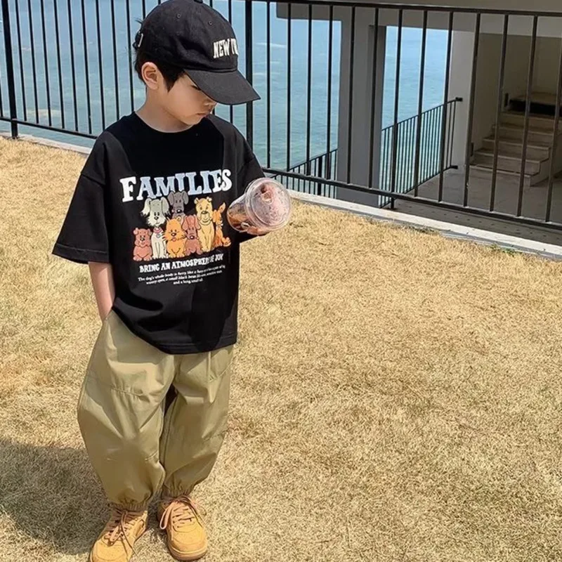 Boys' Summer Short Sleeve T-shirt New Small And Medium Children's Round Neck Top Children's Casual Versatile Half Sleeve Fashion 4