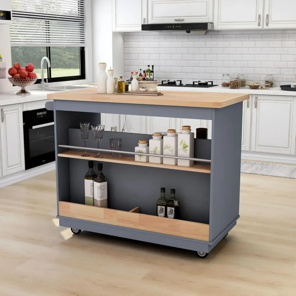 high-quality Kitchen Island Cart with Drawers, Wood Top Mobile Kitchen Cart Storage multifunctional