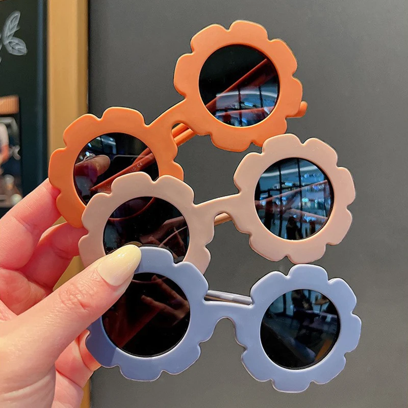 Korean Flower Frame Sun Glass for Girls Boys UV400 Protection Sunglass Cute Children Kids Decorative Mirror_voghion.com