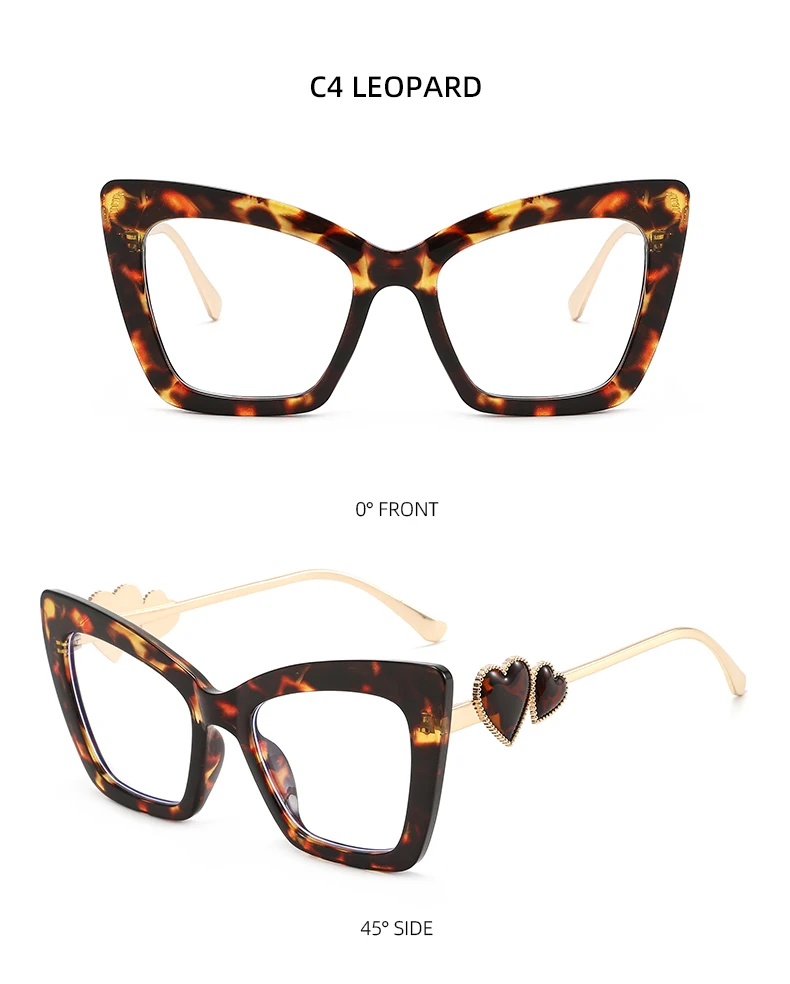Übergroße Cat Eye Herz Anti Blaues Licht Brille Frauen Vintage Gradient Lens Computer Gaming – Detail 10