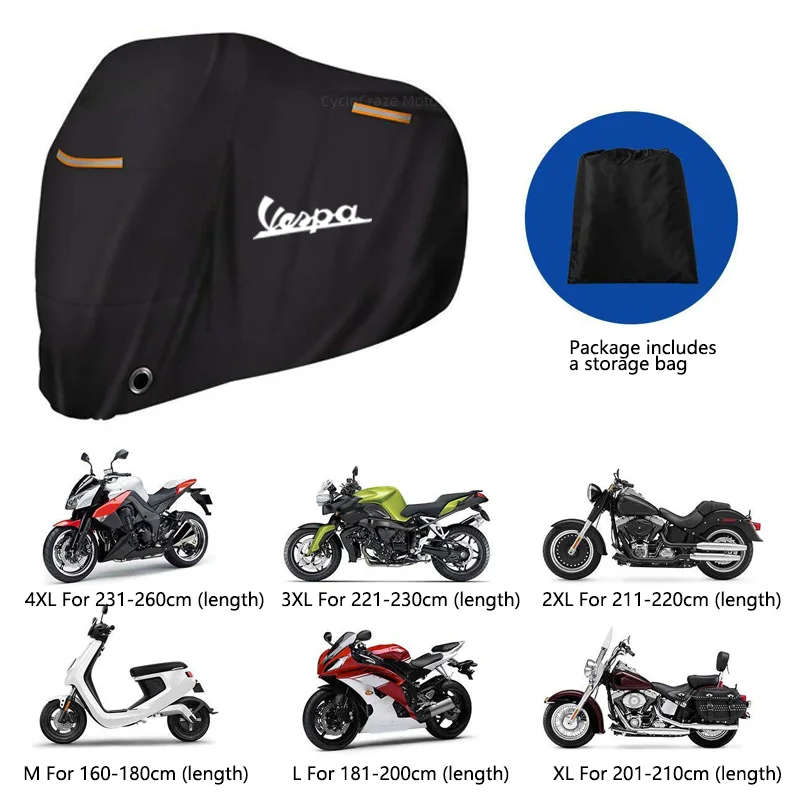 Motorcycle Cover Waterproof Outdoor Scooter UV Protector Dust Rain Cover motorcycle cover scooter cover For Vespa LX LXV Sprint GTS GTV 50 150 250 300 300ie