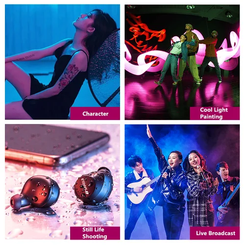 RGB 휴대용 LED 비디오 라이트 지팡이 스틱 사진 조명, 내장 충전식 배터리 포함, 79 인치 삼각대 원격 제어, 50cm, 20 인치 4