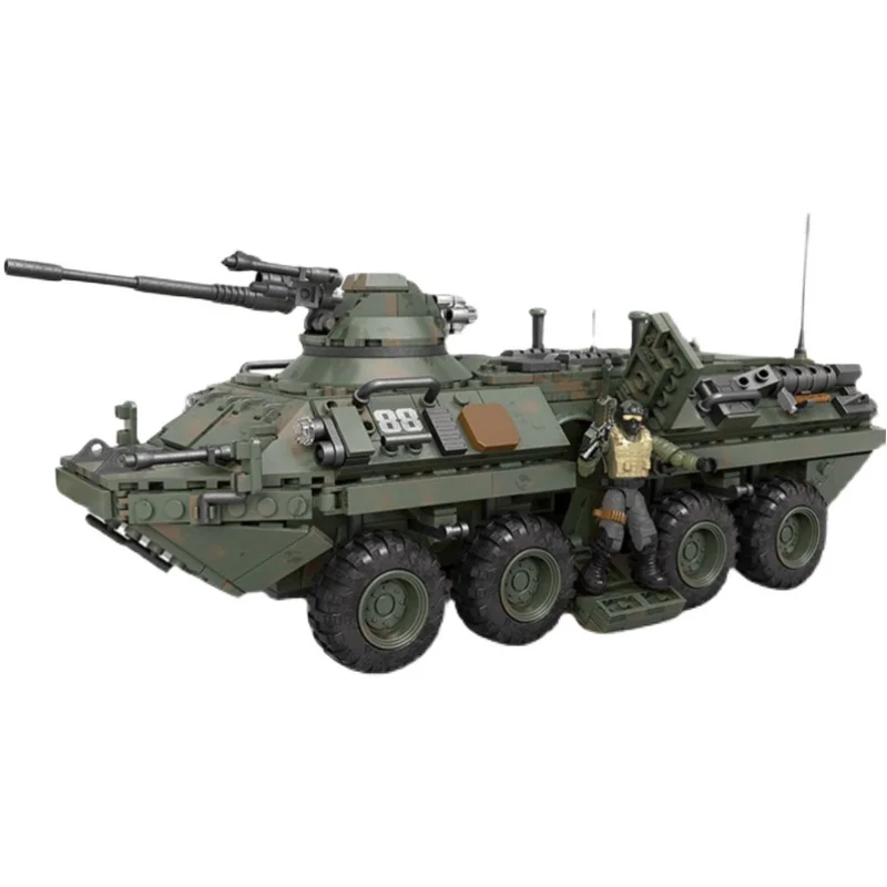 Xiang Jun Armored Vehicle Heavy Du Soldier Transport erman Tank Armed Assault Cannon Small Particle Assembly Toy Blos