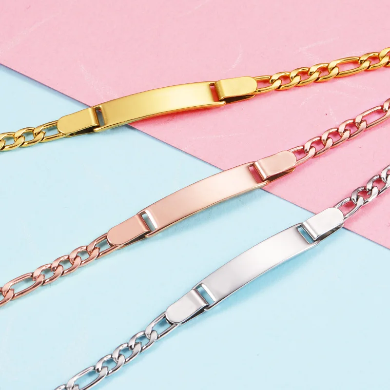 

Mirror Polished Stainless Steel Strip Bar Charms Bracelets For Engraving DIY Custom Name Logo Words Bracelet Blank Plate 10pcs