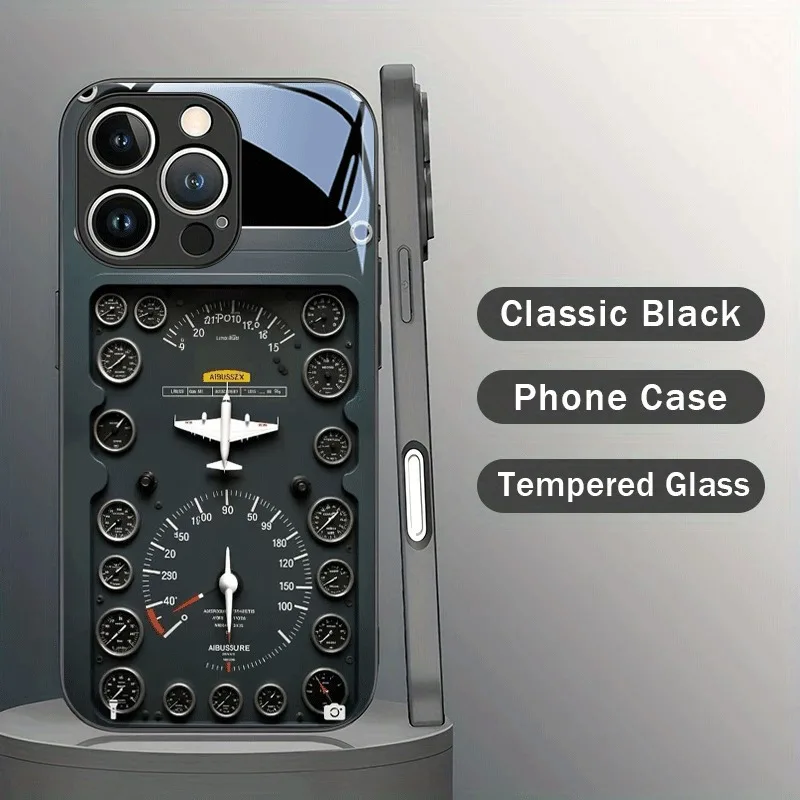 Vintage Aviation Element Glass Phone Case - Durable Silicone Design