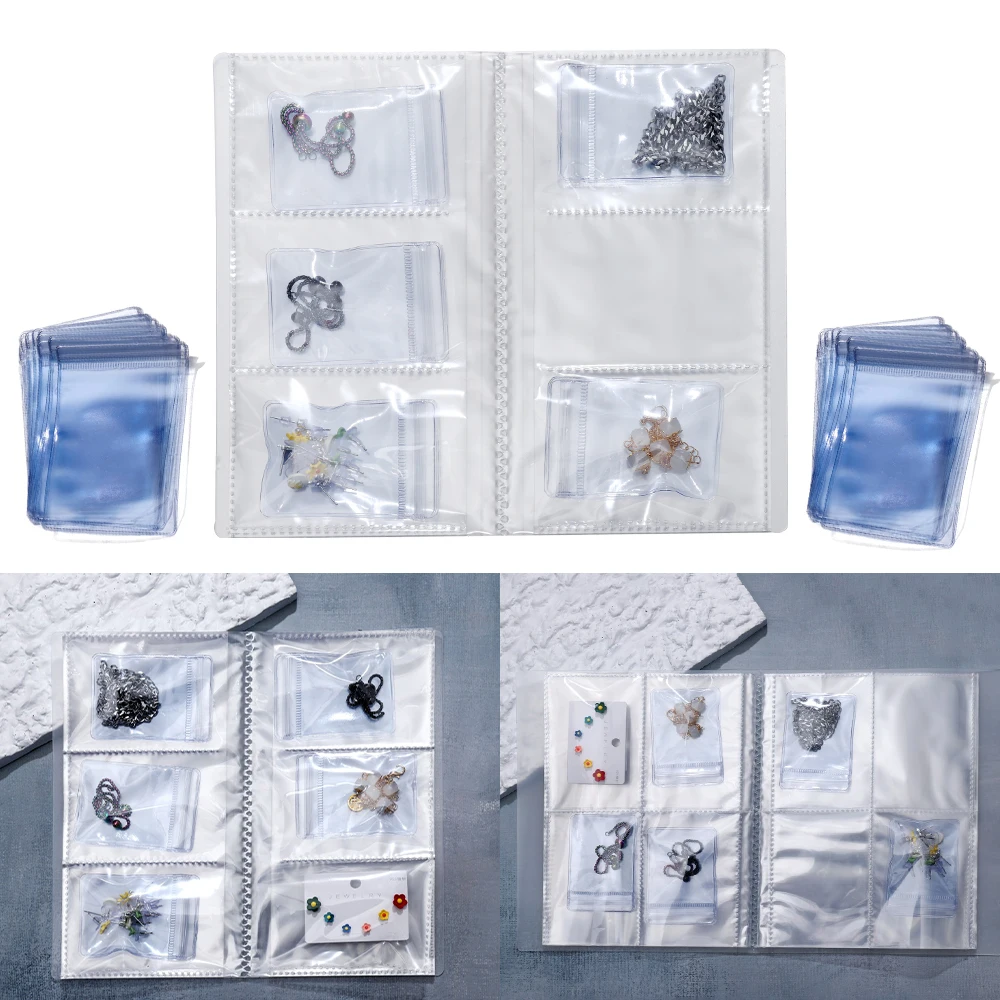 

10-50Pcs Transparent Jewelry Storage Bag Sealed Anti-oxidation Multi-compartment Storage Book Jewelry Necklace Display Bag