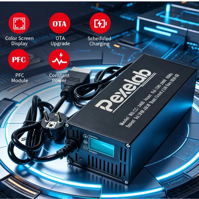 HD 20S 조절식 전류 84V 1A10A LCD 220V 리튬이온 LiFePO4 리튬 배터리 충전기 (포크리프트, 바닥 청소기용) 영국/EU/호주 플러그