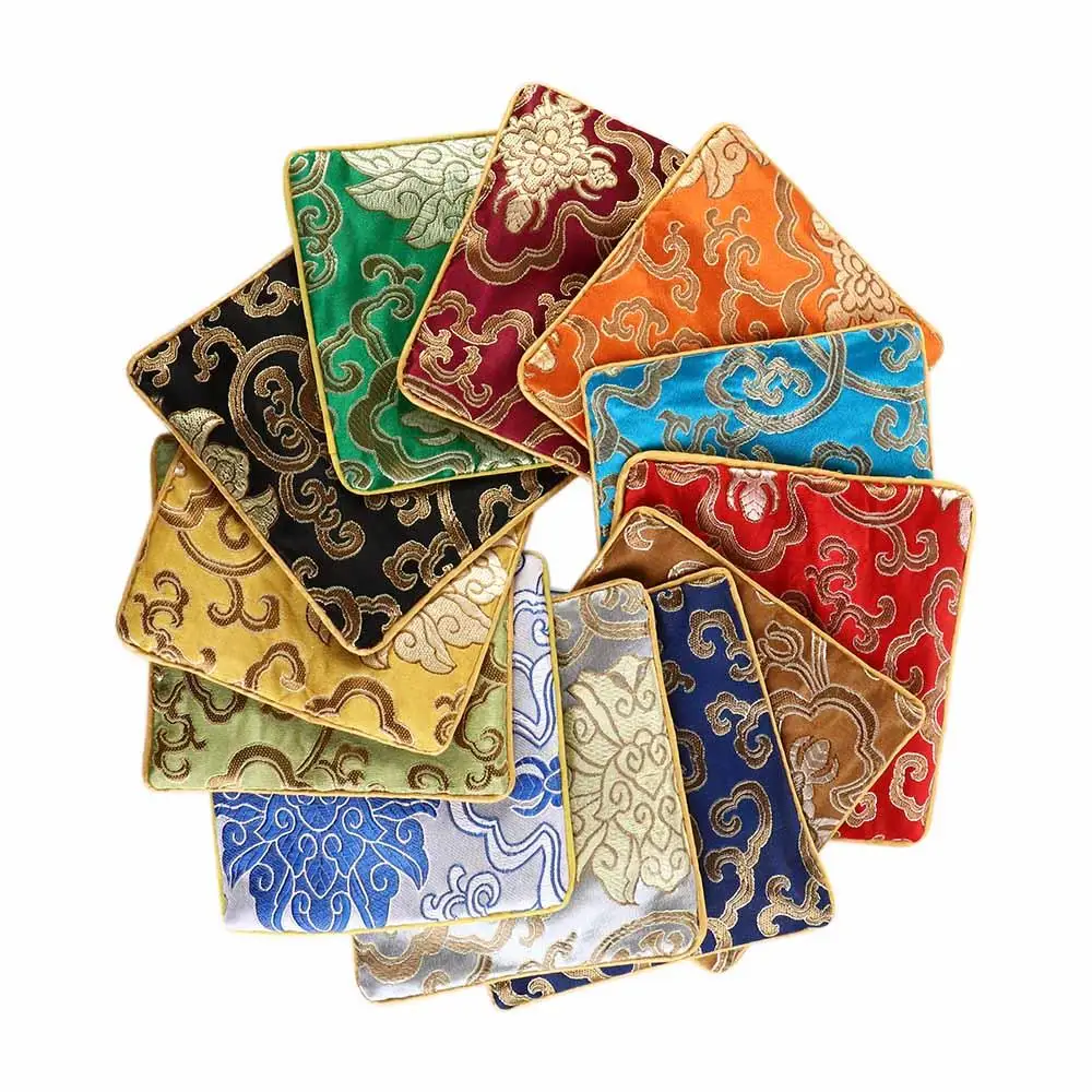 

Embroidery Flower Pattern Jewelry Packaging Chinese Style Coin Purse Jewelry Storage Bag Silk Jewelry Organizer Brocade Pouch