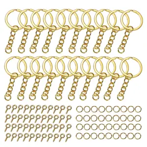 360 Pieces Keychain Rings for Crafts Including 90 Pieces Keychain Rings  with 90 Pieces Open Jump Rings Connectors 180 Pieces Small Screw Eye Pins