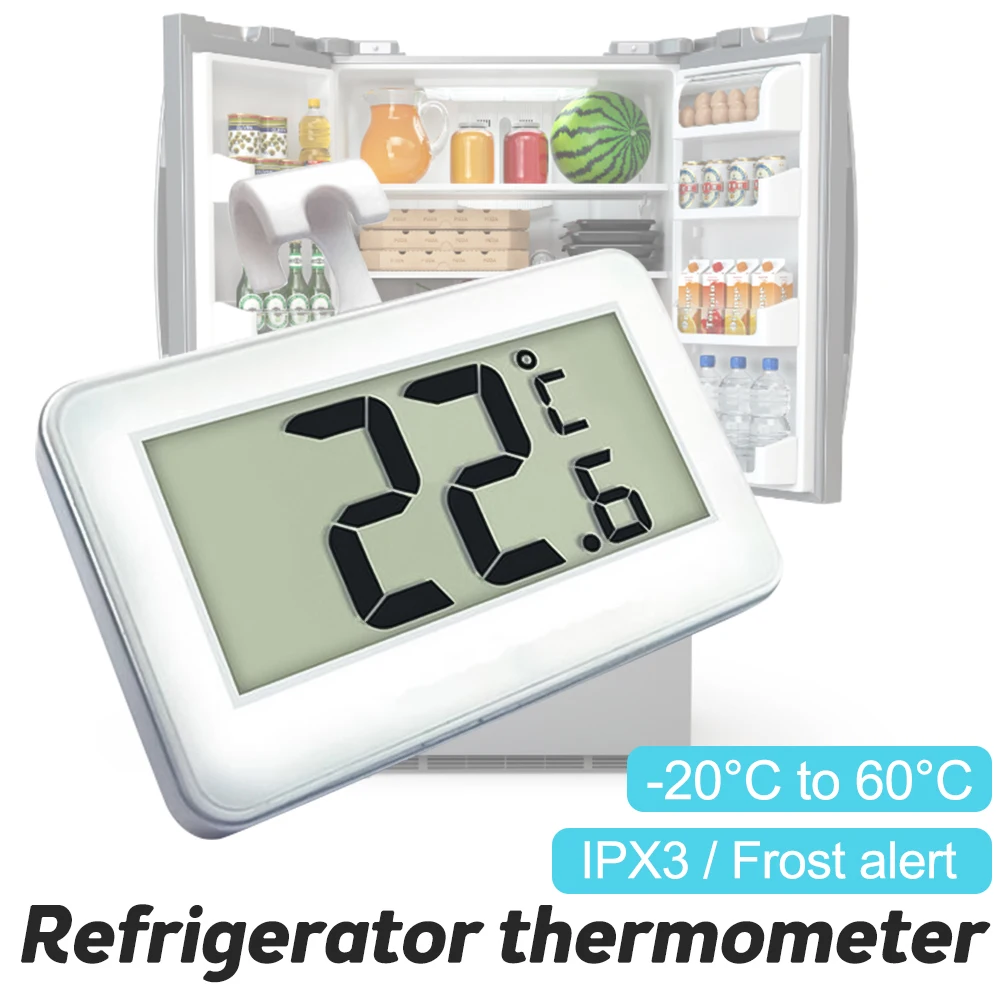 

High Precision Freezer Thermometer Waterproof Digital Refrigerator Temperature Tester Meter -20°C-60°C Frost Alarm Thermometer