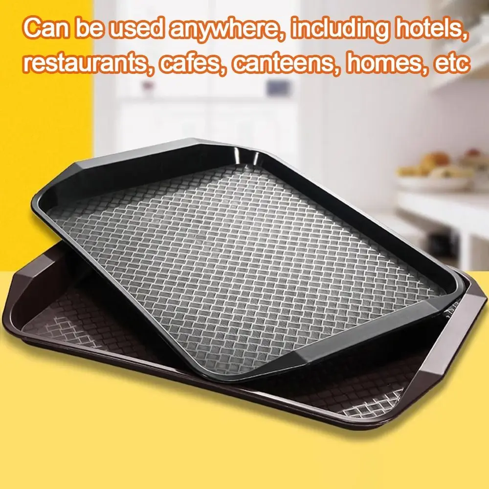 New 43*30cm Tray Plastic Rectangular Food Serving Tray Non-Slip Fast Food Tray