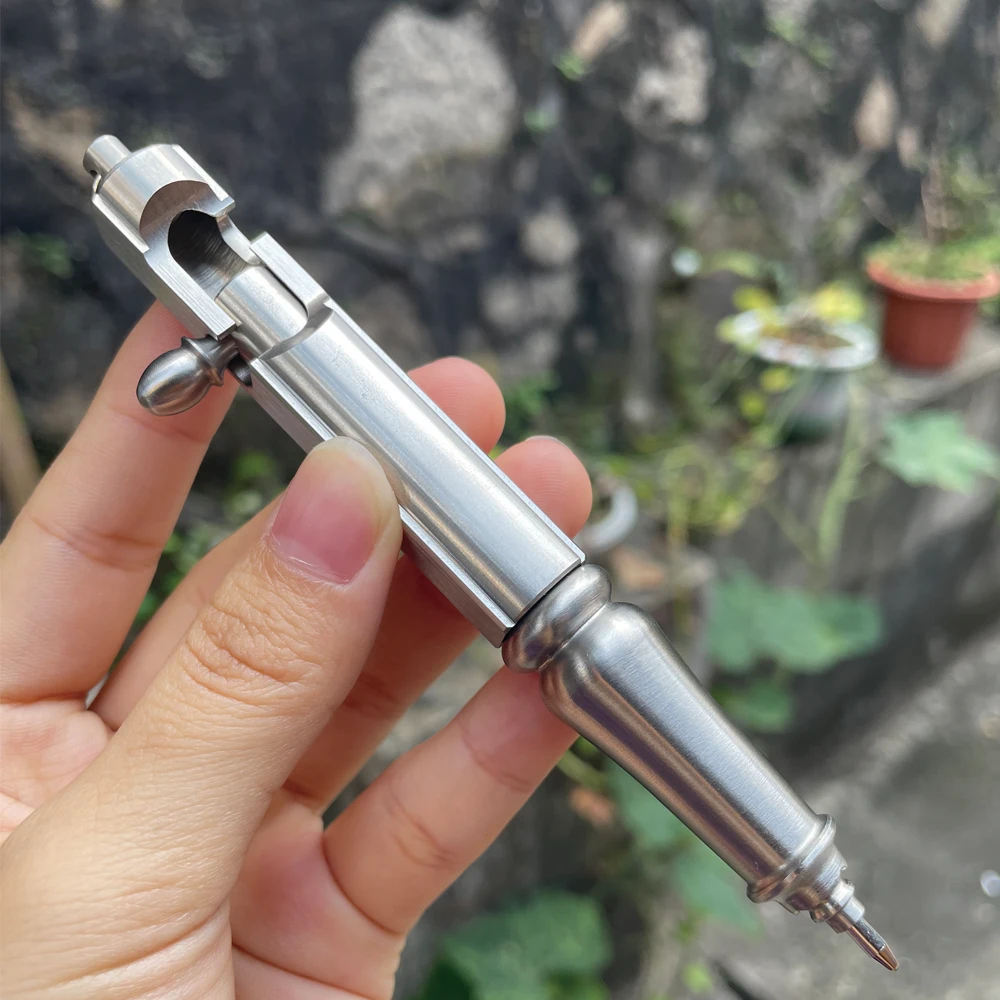 

Stainless Steel Tactical Pen Outdoors Office Traveling Business Writing Tools Portable EDC Handmade Bolt Ballpoint Pen