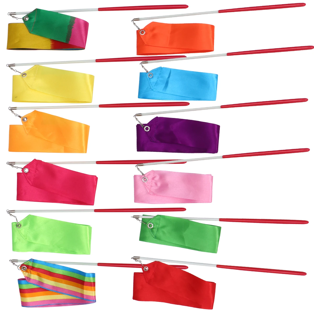Cinta de gimnasia con palo para niños, 12 piezas, 2 metros, colorida, para gimnasia