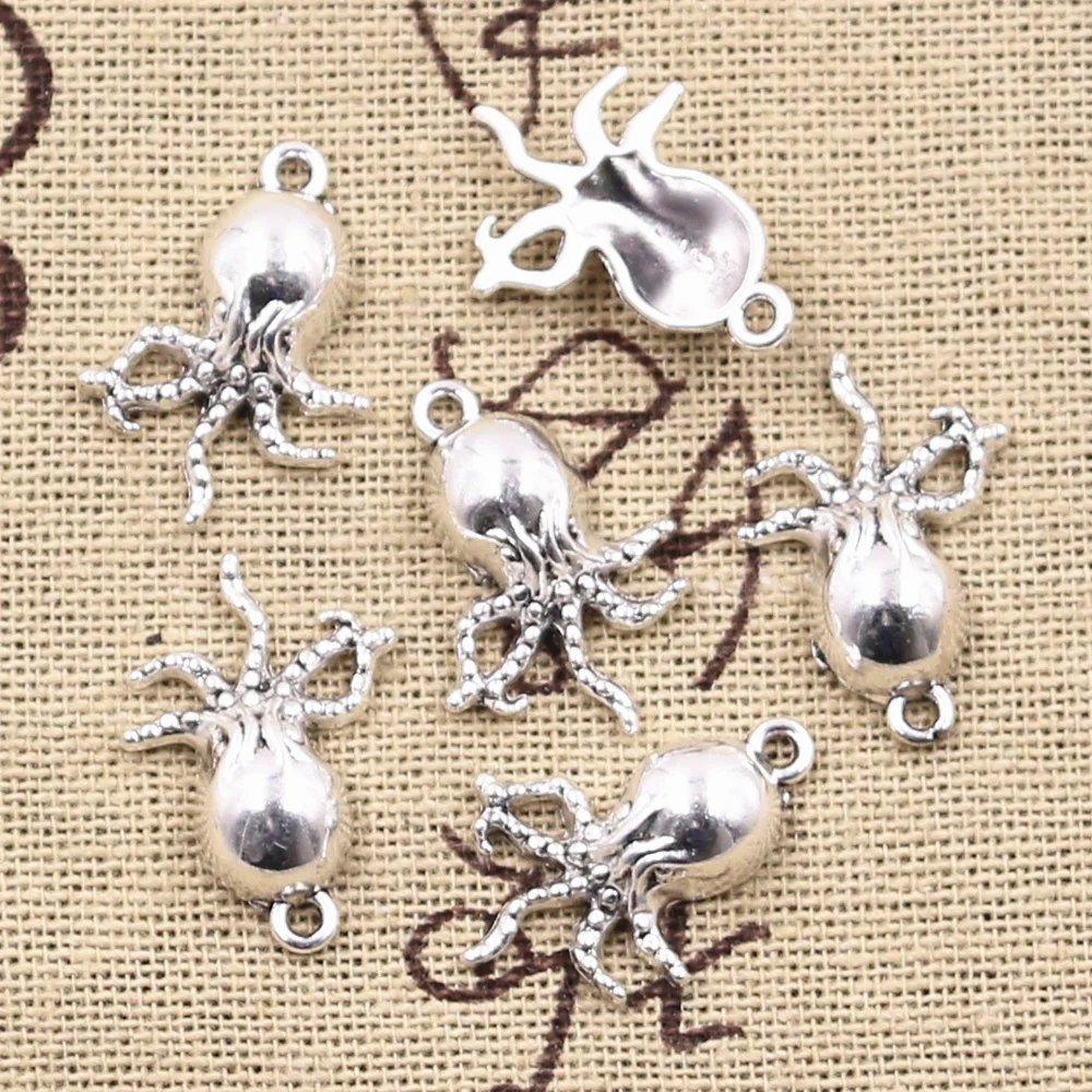 20 stücke Charms Octopus 21x15mm antike silberne Farbe Anhänger DIY Halskette Handwerk machen Ergebnisse handgemachten tibetischen Schmuck
