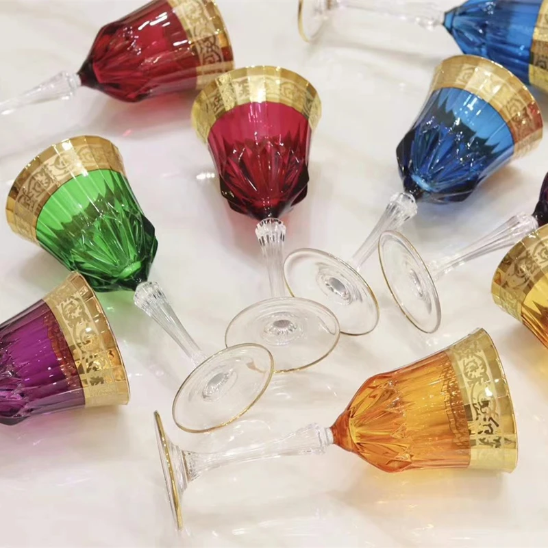 24K Gold Crystal Whiskey Glass, Red Wine Glass, Champagne Colorful Vodka Cups, Luxury Home Bar Party Drinking CZ