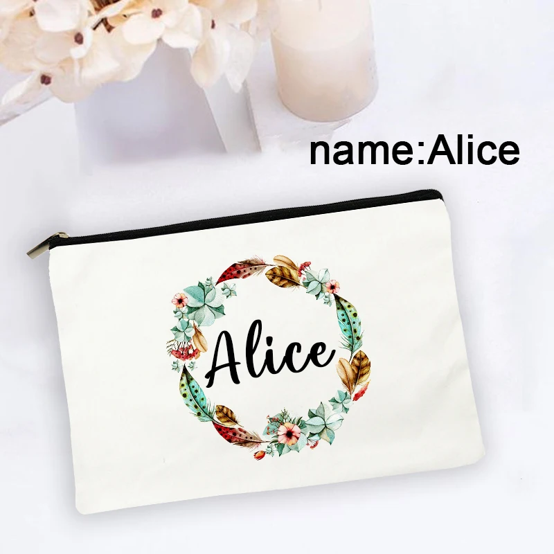 Personal Name Flower Makeup Bag Pouch Travel Outdoor Girl Women Cosmetic Bags Toiletries Organizer Lady Wash Storage Case makeup organizer cosmetic bag cosmetic storage bag toiletry bag makeup bag cosmetic case