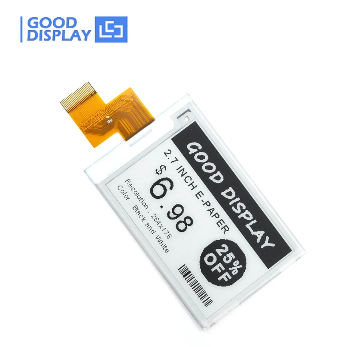 Tela de Eink 2.7 Polegada Spi Interface 296x152 Eletrônico Eink Display e Epd Chapéu Gdey027t91 - Imagem 2