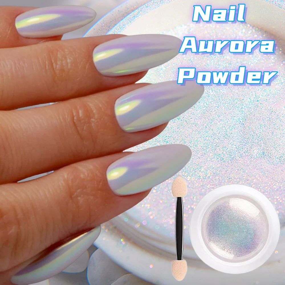 Nail Powder Nail Glitter Nail Decoration Nail Decorations Holographic Aurora Nail Powder Mirror Effect Chrome Nail Art Mermaid Rainbow Rubbing on Powder Shinny Pearl art 1pc