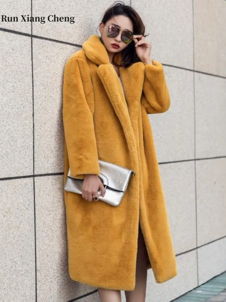2023 Women's Free shipping Faux Mink Fur Coat Mid-Length Autumn Winter Mink Velvet Jacket Plus Size Thick Faux Fur Coat Loose