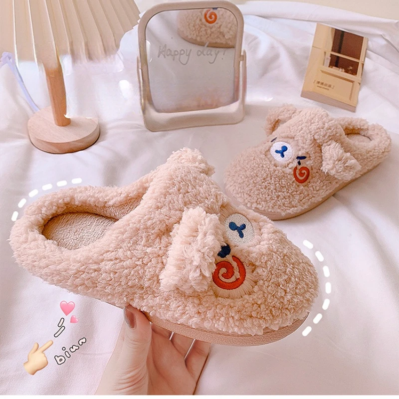 Cute Cotton Slippers  womens winter indoor home anti-slip cartoon rabbit plush warm slippers Non Skid Fuzzy Shoes Female Fluffy