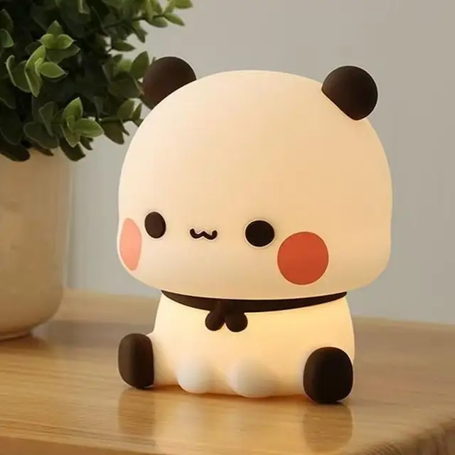 Kawaii Panda Led Night Light Lamp Cute Cartoon Pat Lamp Animal Bedroom Decorative Living Room Dolls Gifts kids Baby Night light 6