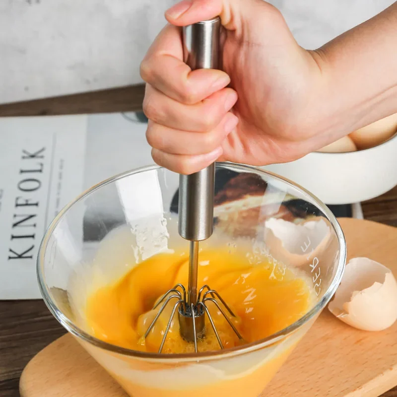 Stainless Steel Whisk Hand Pressure Egg Beater Manual Semi-automatic Rotating Egg Tools Stiring Cream Mixer Kitchen Baking Tools