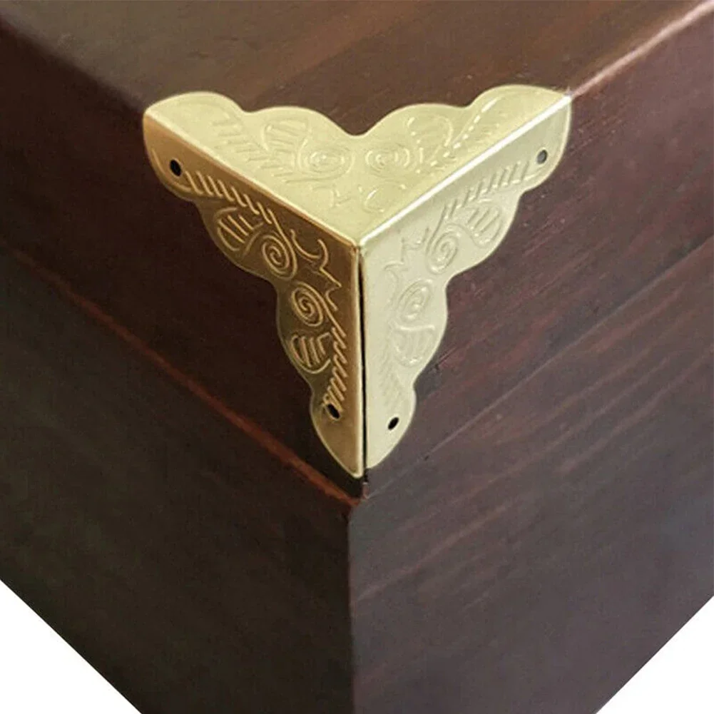 Vintage Flower Case Box Triangle Corners With Screws For Furniture Wooden Jewelry Box Corner Protect Decorative 12Pcs