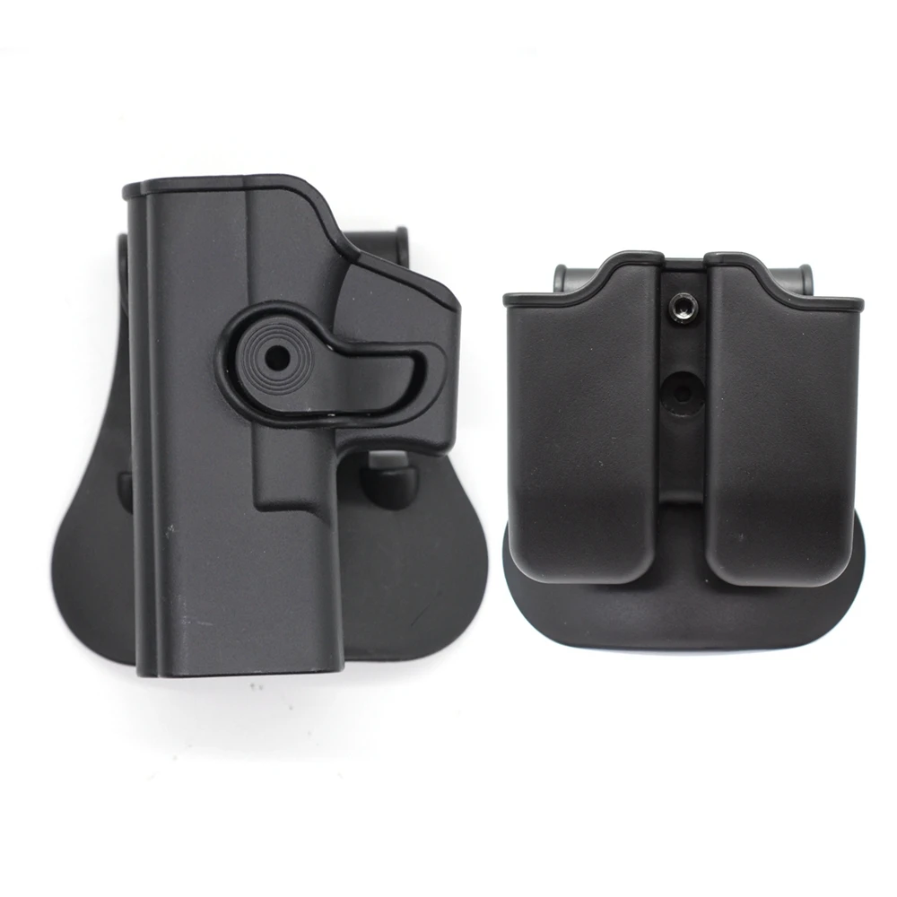 Tactical Defense Retention Gun Holster with Double Magazine Pouch