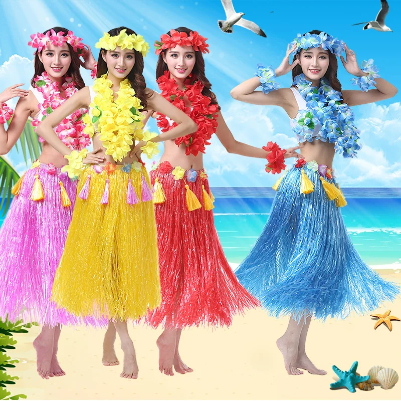 80cm 8pcs/7pcs Hula Grass Skirts for Adults Hula Skirts for Women with