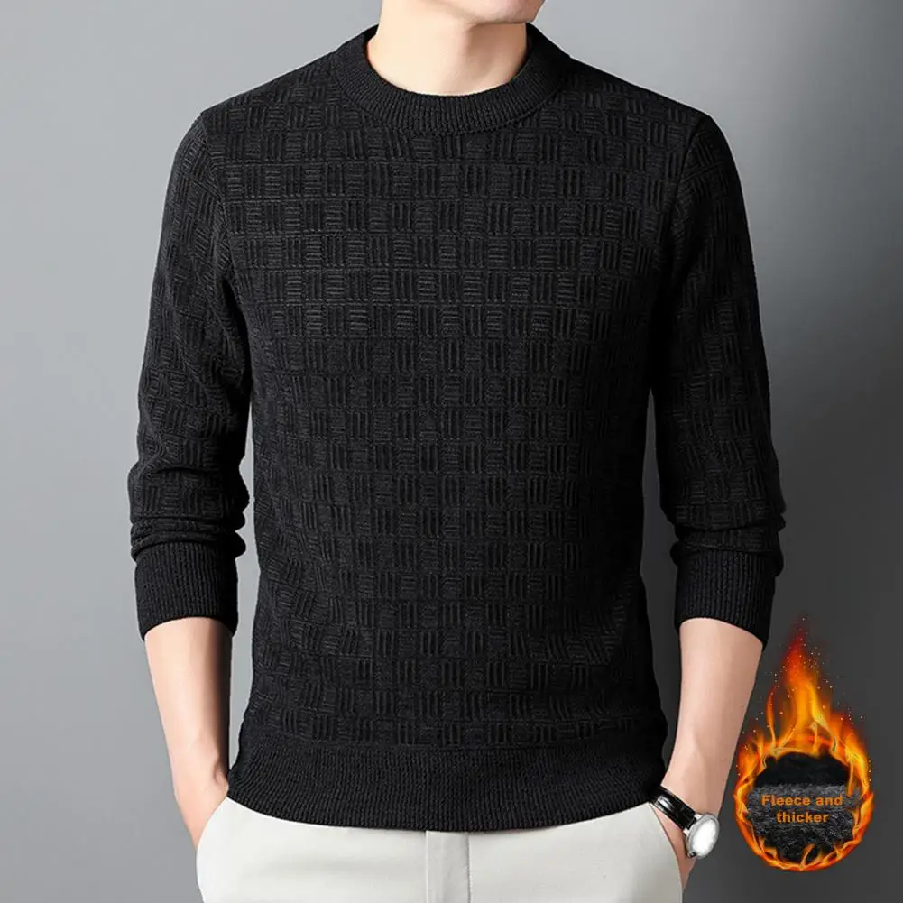 

Knitted Men Sweater Cozy Men's Knitted Sweater Thick Warm Slim Fit Pullover for Fall/winter with Applique Detailing Plus Size