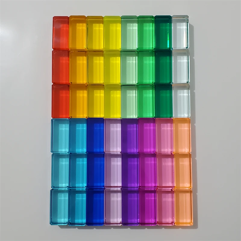 100 Cubes En Acrylique Translucides Arc-en-ciel - Pierres Précieuses Factices - Blocs De Construction - Neuf