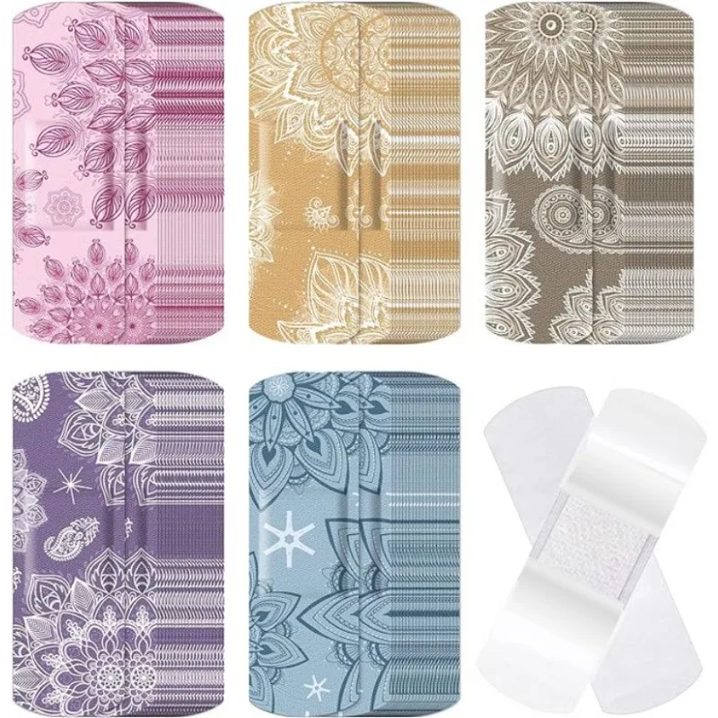 10pcs/set Kawaii Children Cute Cartoon Art Flower Elastic Cloth Band Aid Boy Girl Colored Cute Bandage Strips Bandaids Patches