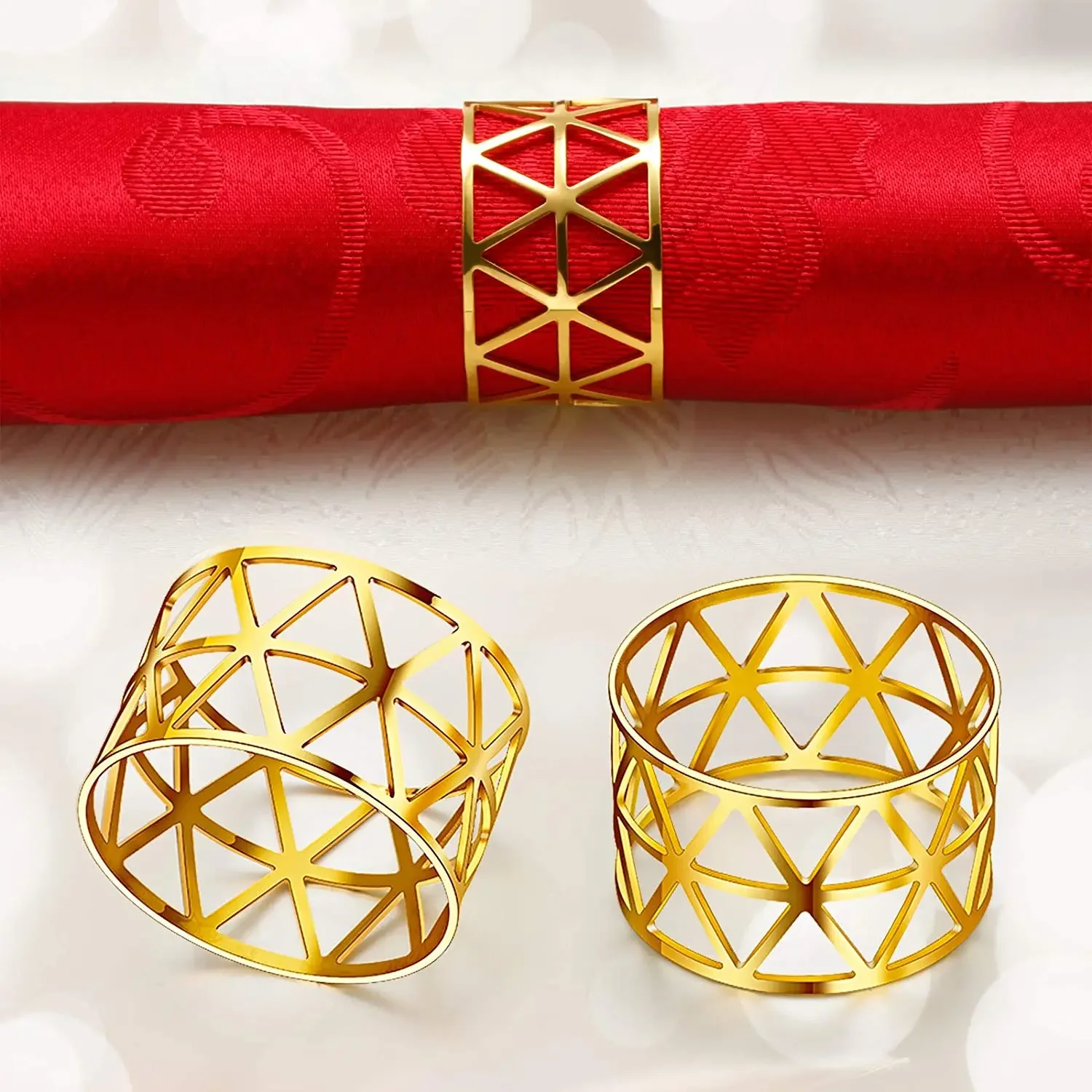 6/12Pcs Hollow Paper Napkin Ring Gold and Silver Color Buckles Holder Birthday Wedding Party Decor Dinner Table napkin ring