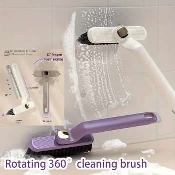 Brosse de nettoyage polyvalente pour carrelage de salle de bains, brosse de nettoyage pour fentes rotatives avec extrémité morte, poils solides, fournitures de nettoyage 1