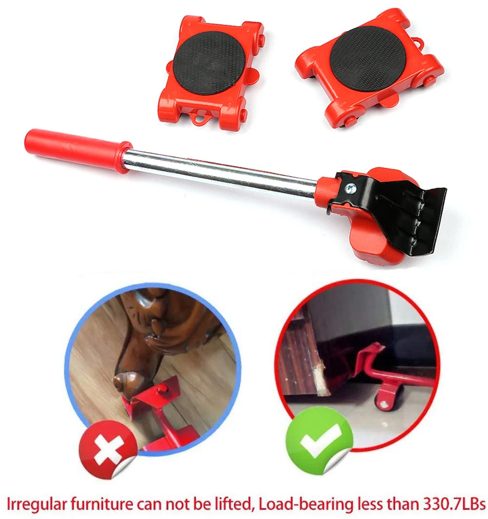 5/13 Pcs Heavy Duty Furniture Mover Set Furniture Mover Tool Transport Lifter Heavy Stuffs Moving Wheel Roller Bar Hand Tools furniture mover set