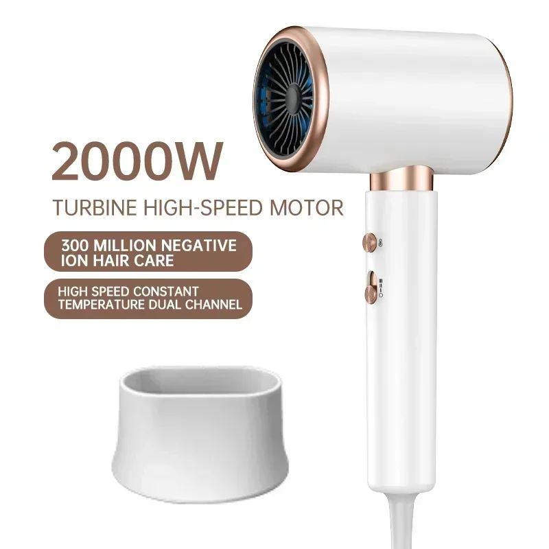 2000W Professional Ionic Hair Dryer Low Noise 3-Speed Dual Temp Lightweight for Salon Home Daily Hair Care Styling Tool